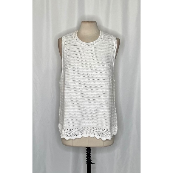 NWT!! J. CREW Factory Crochet Sweater Tank Solid White Scalloped XX-Large XXL - Picture 3 of 11